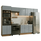 Combo completo de Cocina 350 cm 9 Puertas 3 Cajones Sin Mesada Marrón/Gris Lux Madesa