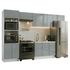 Combo completo de Cocina 350 cm 9 Puertas 3 Cajones Sin Mesada Blanco/Gris Lux Madesa