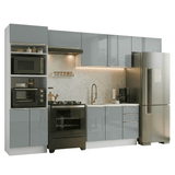 Combo completo de Cocina 350 x 60 cm Blanco/Gris Lux Madesa 02