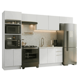Combo completo de Cocina 350 x 60 cm Blanco/Blanco Aterciopelado Lux Madesa 02