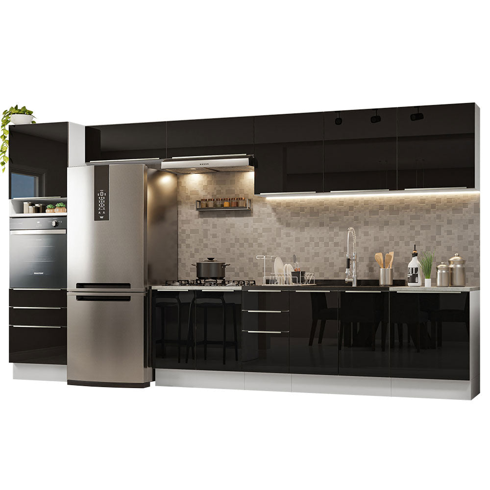 Combo completo de Cocina 400cm Blanco/Negro Lux da Thauane Madesa