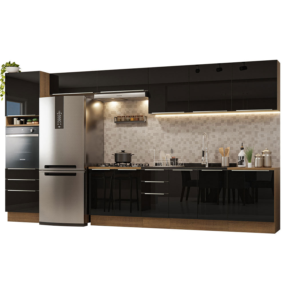 Combo completo de Cocina 400cm Marrón/Negro Lux da Thauane Madesa