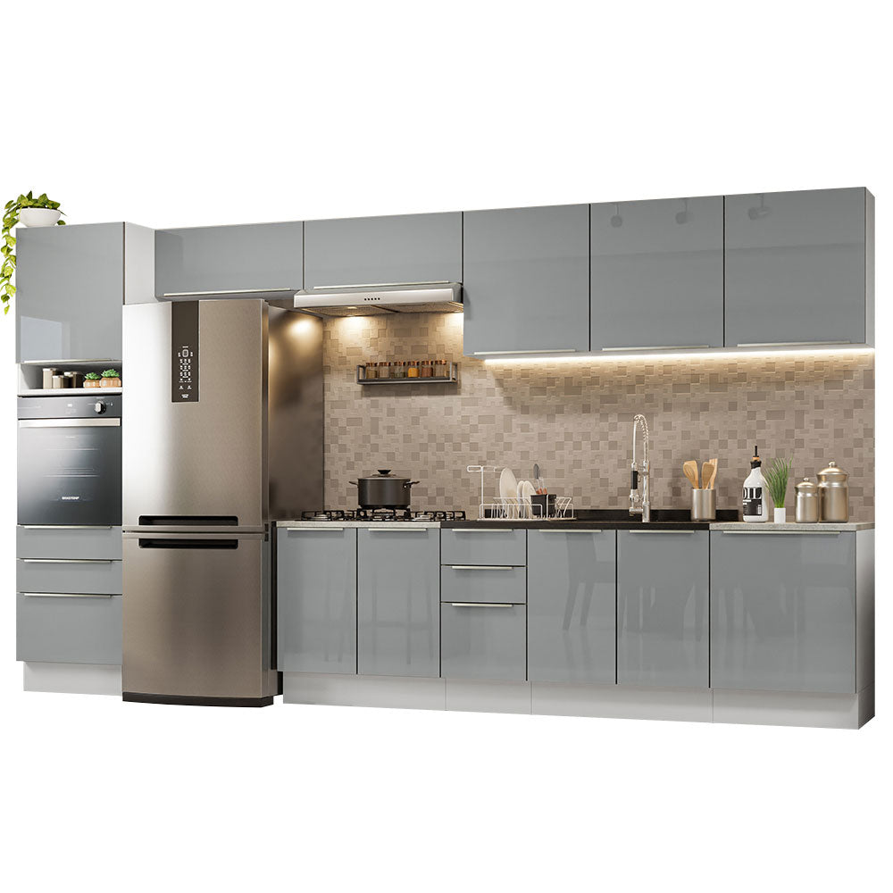 Combo completo de Cocina 400cm Blanco/Gris Lux da Thauane Madesa