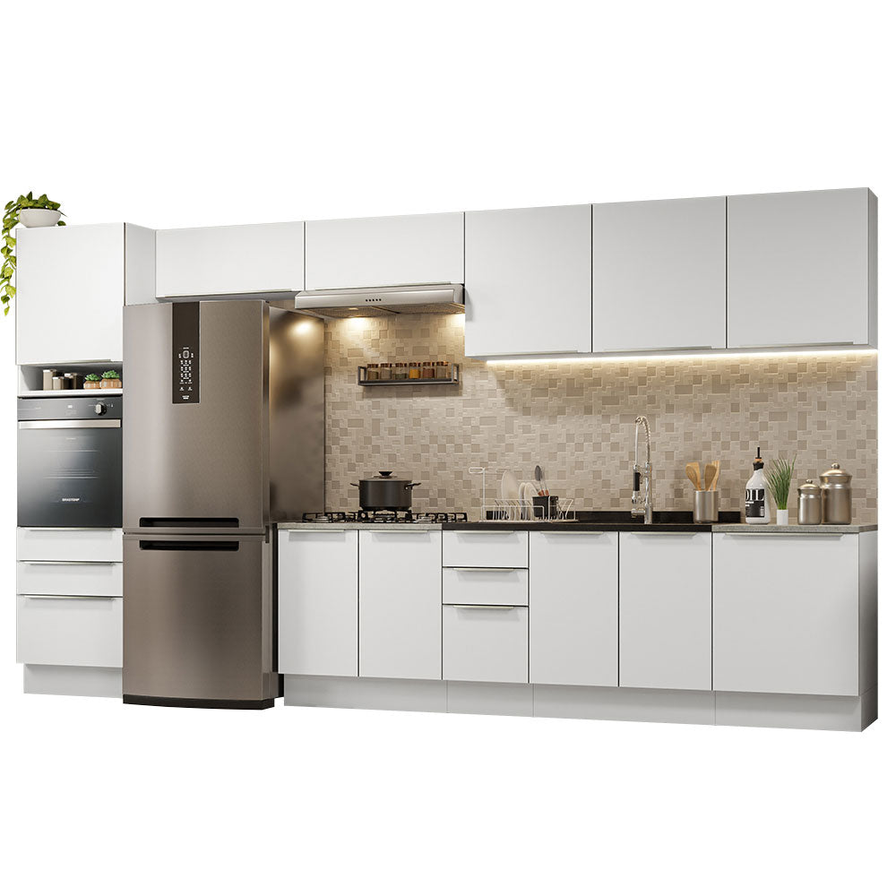 Combo Completo de Cocina 400 x 60 cm Blanco Aterciopelado Lux Madesa