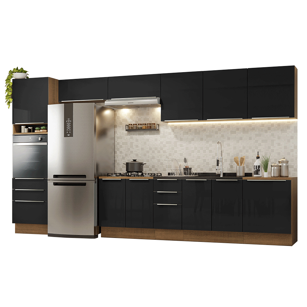 Combo completo de Cocina 400 cm Marrón/Negro Lux Madesa 05