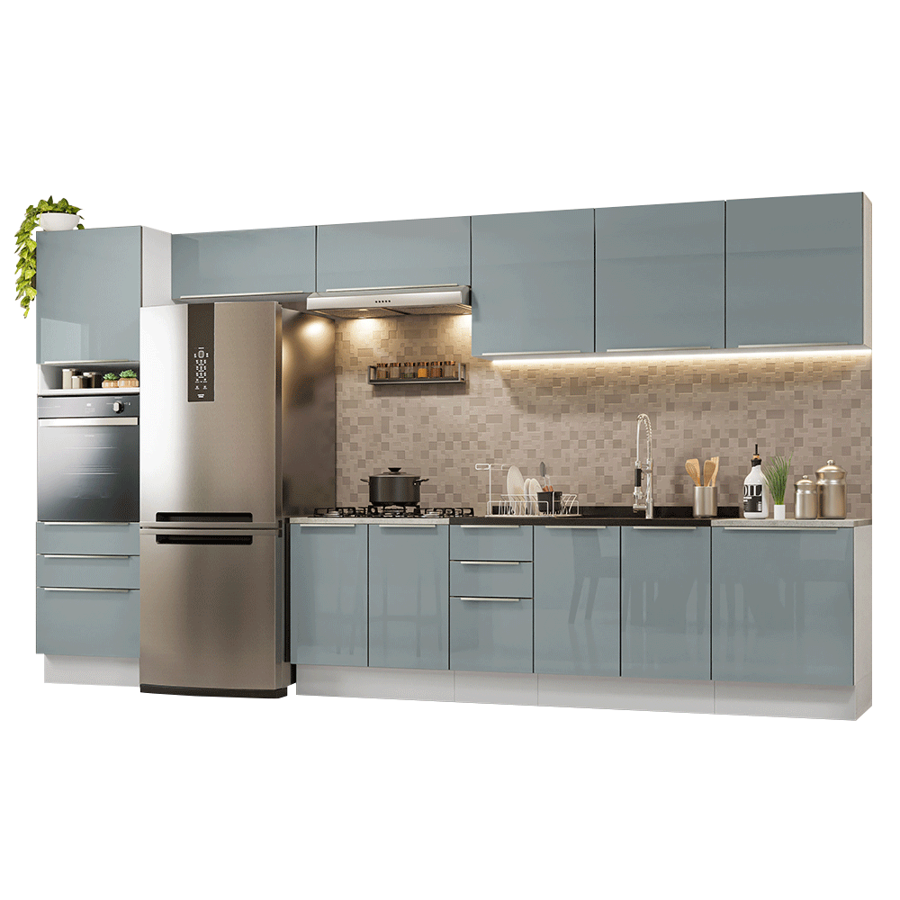 Combo completo de Cocina 400 cm Blanco/Gris Lux Madesa 02