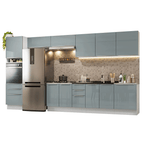 Combo completo de Cocina 400 cm 11 Puertas 6 Cajones Sin Mesada Blanco/Gris Lux Madesa
