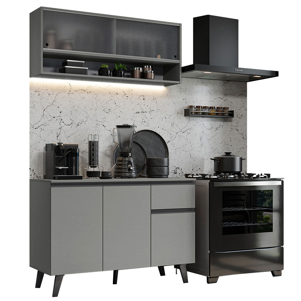 Cocina Compacta 120 cm Gris Nice Madesa 02