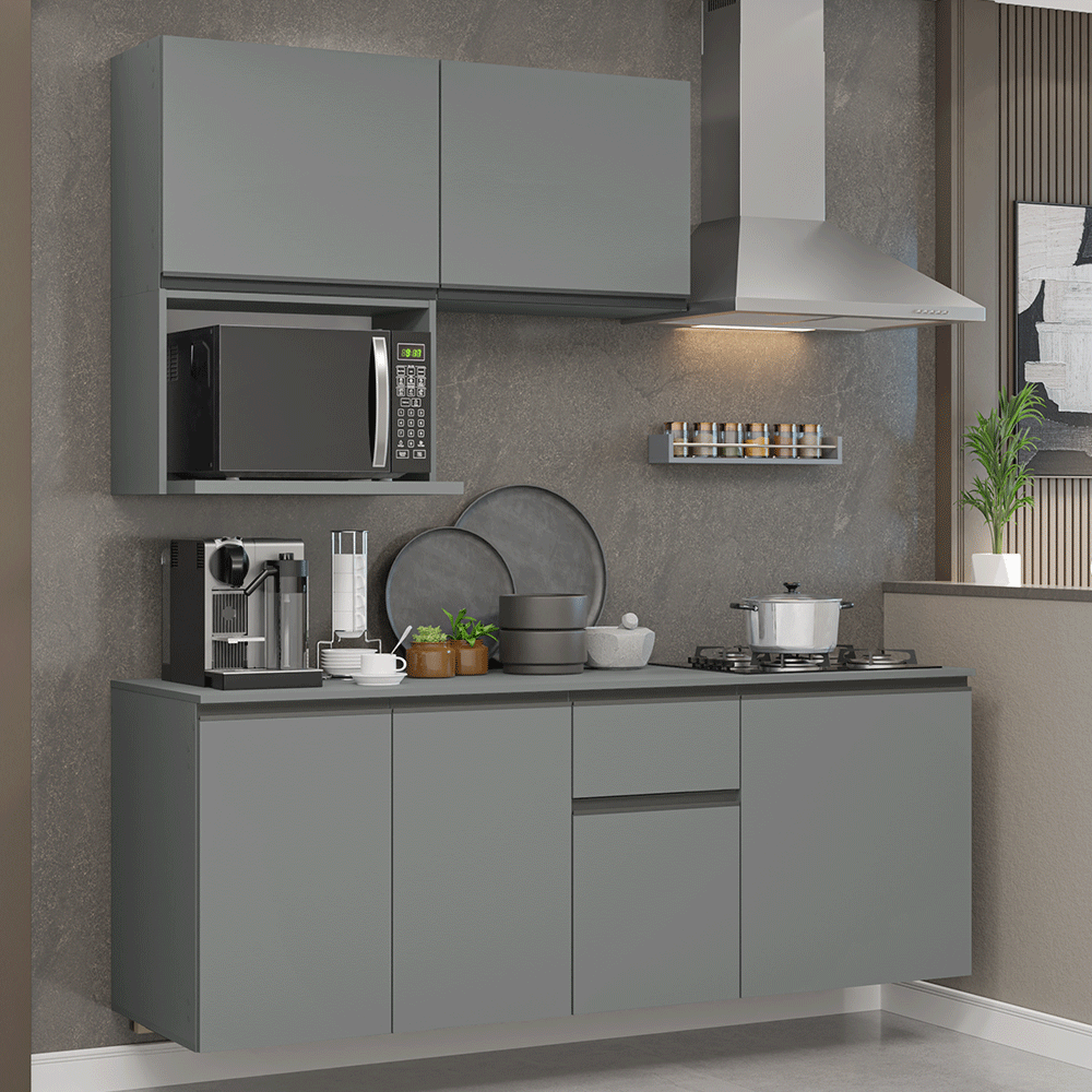 Combo de Cocina 180 cm Flotante Gris Nice Madesa 03
