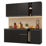 Cocina Compacta 180 cm Flotante Negro Nice Madesa 04