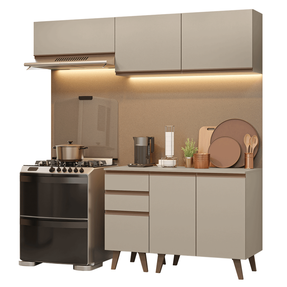 Cocina Compacta 200 cm Crema Nice Madesa