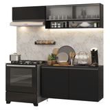 Cocina Compacta 200 cm Flotante Negro Nice Madesa 07