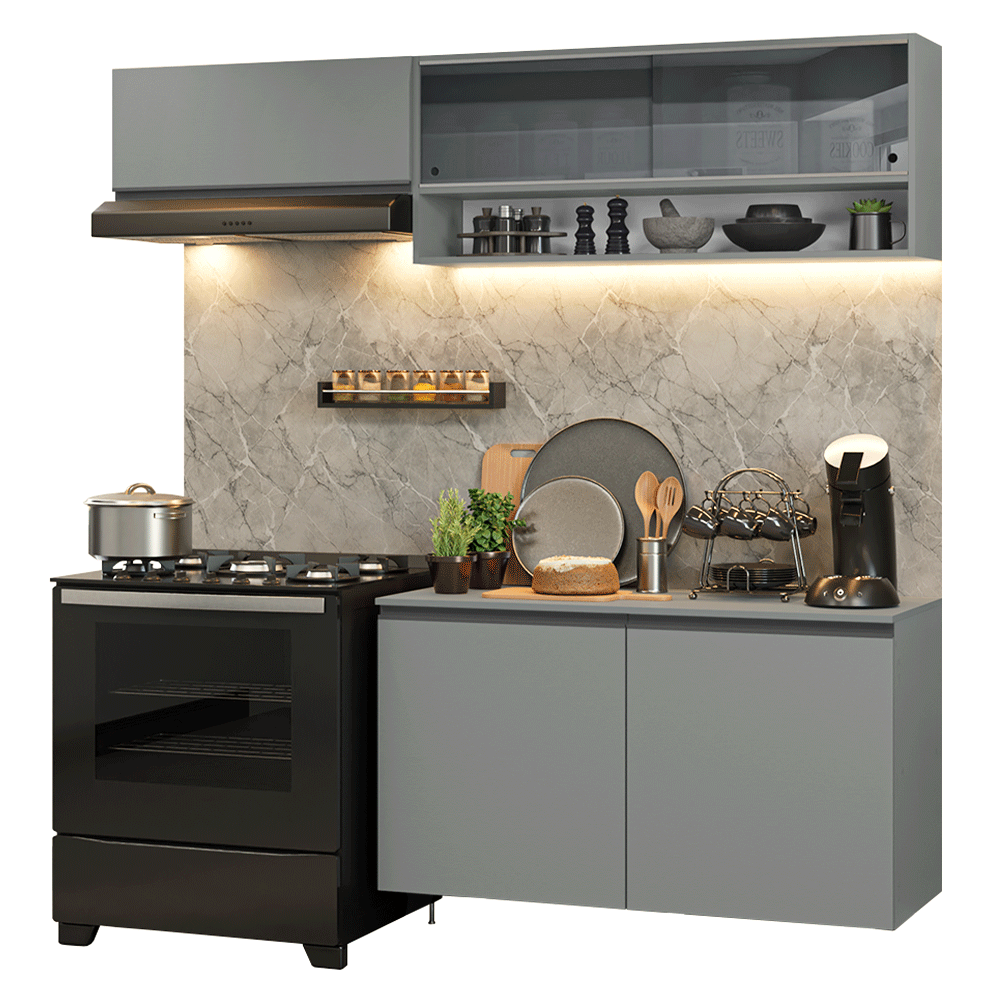 Combo de Cocina Flotante 200cm Gris Nice Madesa 08