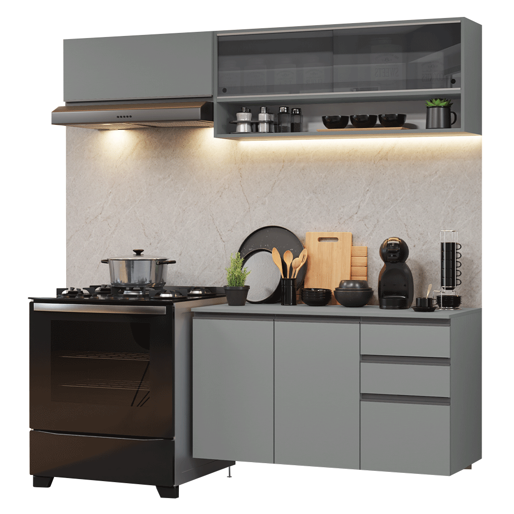 Combo de Cocina Flotante 200cm Gris Nice Madesa 12