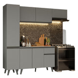 Combo Completo de Cocina 220 cm Gris Nice Madesa 01