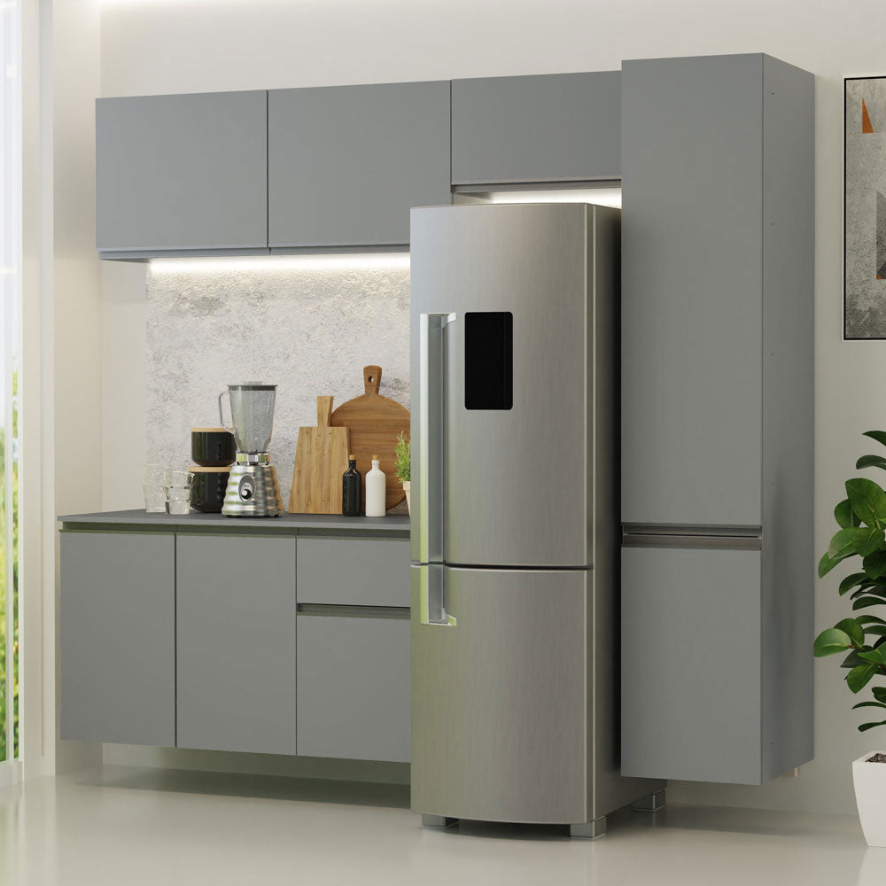 Cocina Compacta 220 cm Sin Patas Nice Gris 04
