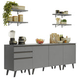 Cocina Compacta 240 cm Gris Nice Madesa 01