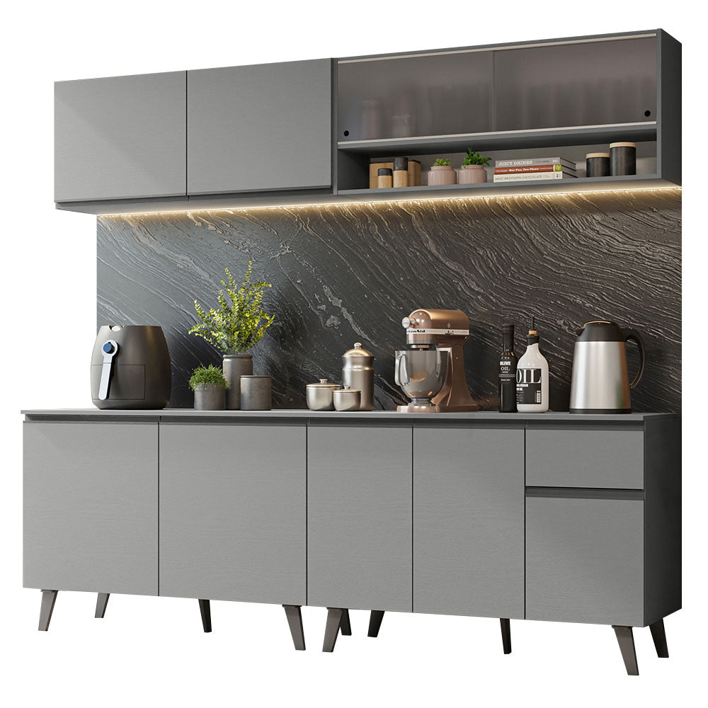 Combo Completo de Cocina 240 cm Gris Nice Madesa 02