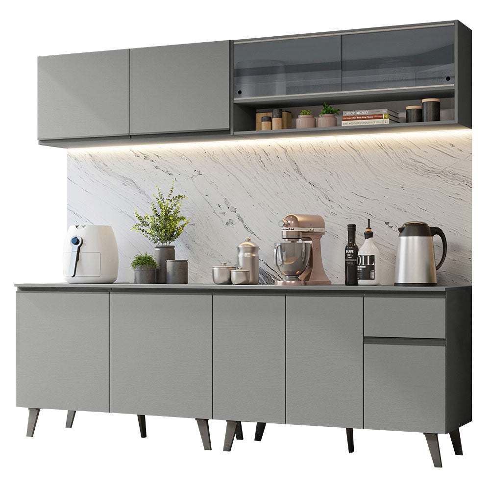 Combo Completo de Cocina 240 cm Gris Nice Madesa 03