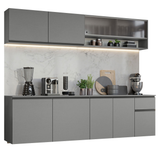 Combo Completo de Cocina Flotante 240 cm Gris Nice Madesa 04