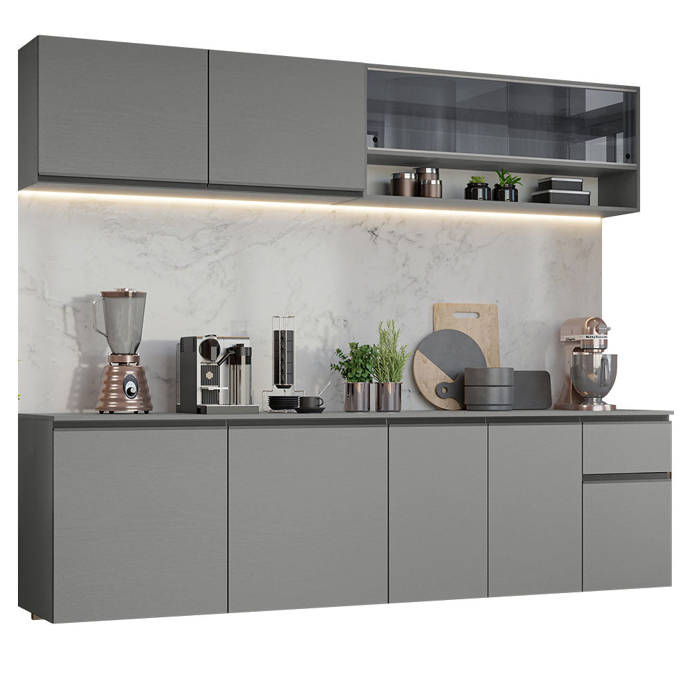 Combo Completo de Cocina Flotante 240 cm Gris Nice Madesa 05
