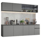 Combo Completo de Cocina Flotante 240 cm Gris Nice Madesa 05