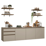 Combo completo de Cocina 240 cm, Flotante, Crema Nice 10