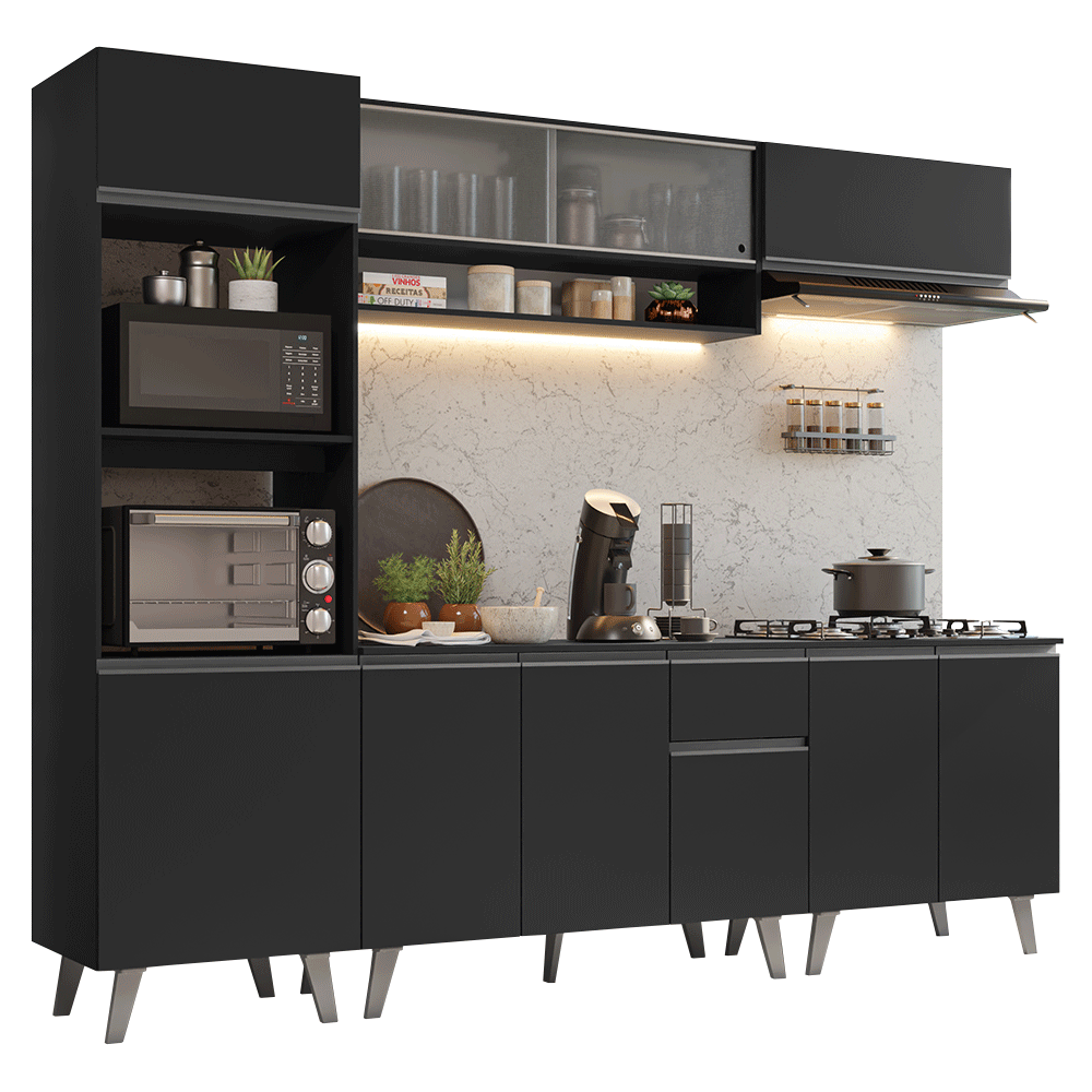 Combo completo de Cocina 260 cm Negro Nice Madesa 02