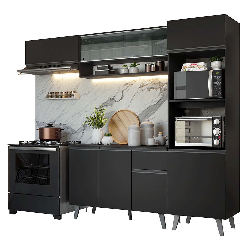 Combo completo de Cocina 260 cm Negro Nice Madesa 03