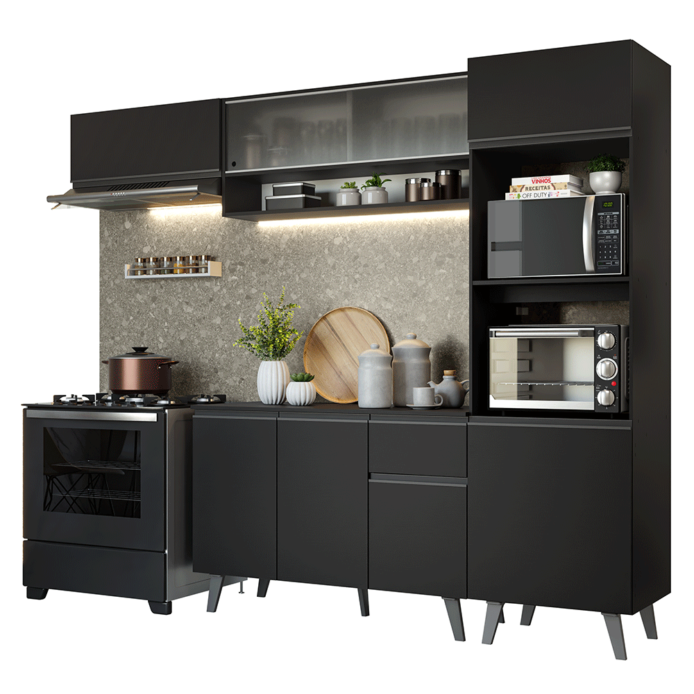 Combo completo de Cocina 260 cm Negro Nice Madesa 04