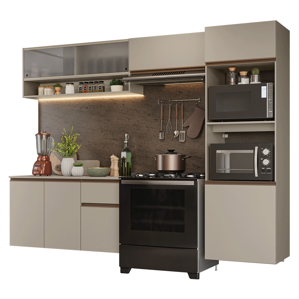 Combo de Cocina 260 cm Sin Patas Nice Crema 11