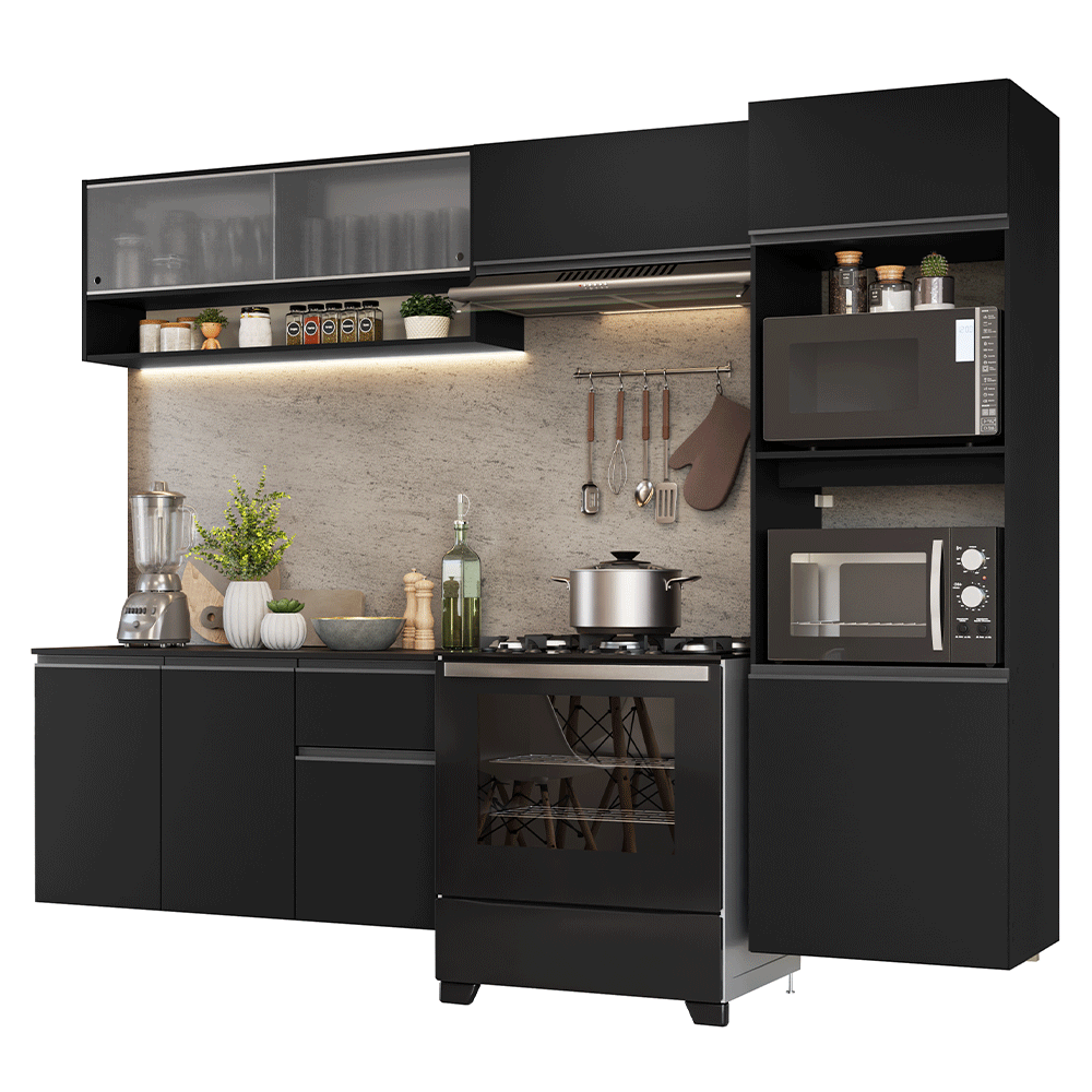 Combo Completo de Cocina 260 cm Flotante Negro Nice Madesa 11