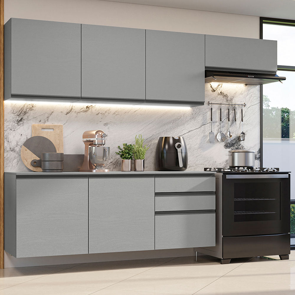 Combo de Cocina 260 cm Sin Patas Nice Gris 13