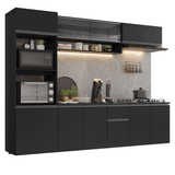 Combo completo de Cocina 260 cm Flotante Negro Nice Madesa 014