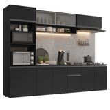 Combo completo de Cocina 260 cm Flotante Negro Nice Madesa 015