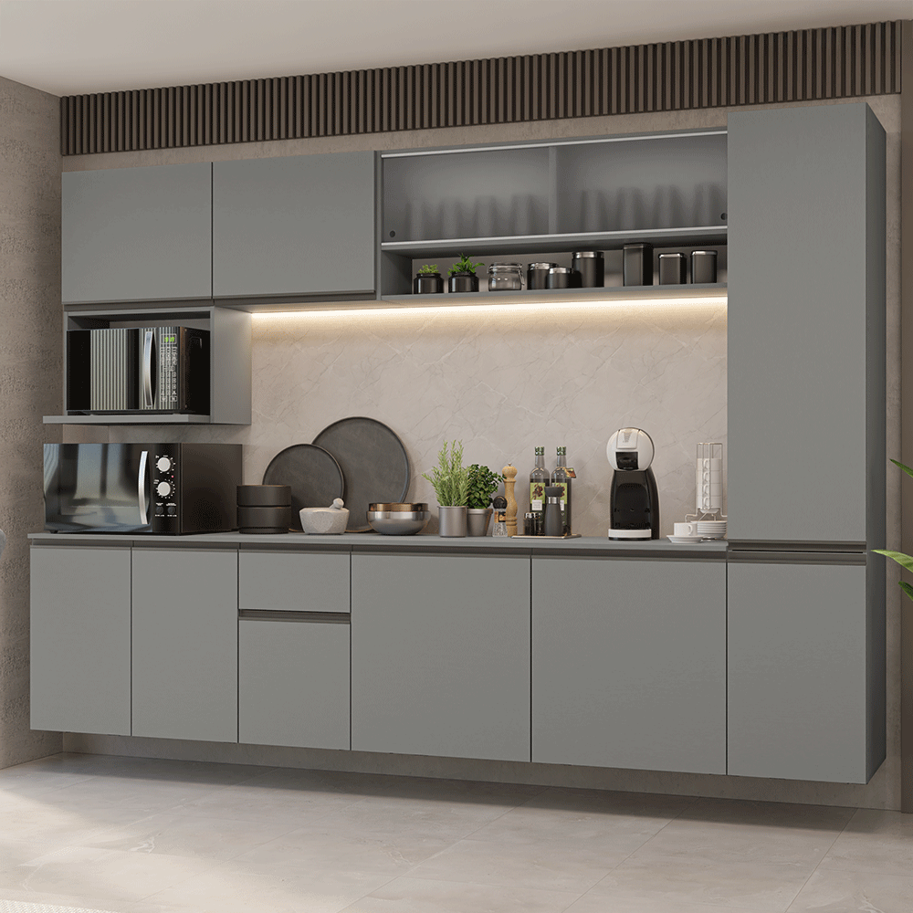 Combo completo de Cocina 280 cm Flotante Gris Nice Madesa 04