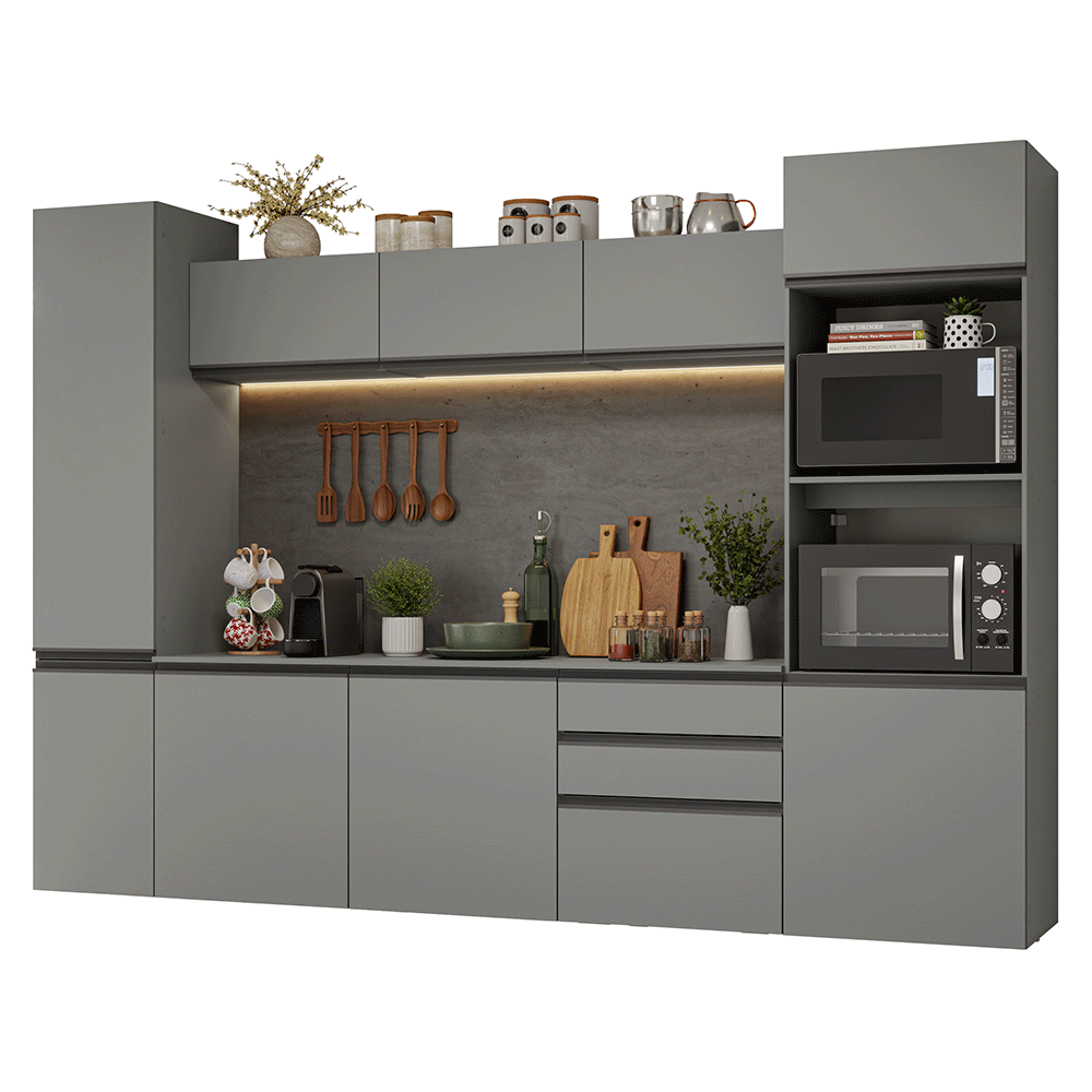 Combo completo de Cocina 280 cm, Flotante Gris Nice 06