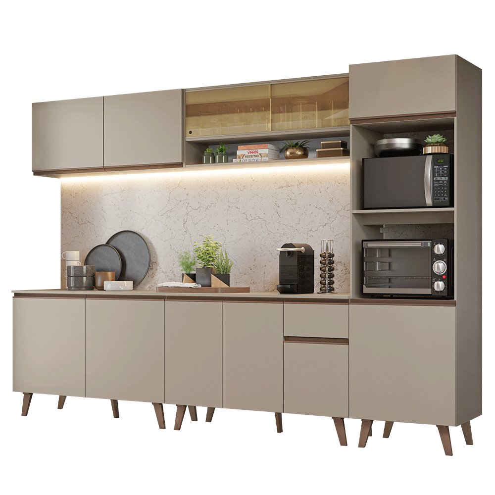 Combo de Cocina 300 cm Con Patas Nice Crema 01