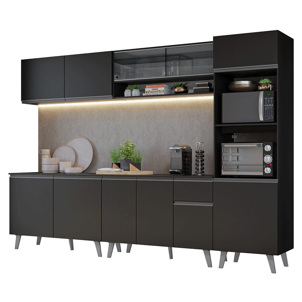 Combo Completo de Cocina 300 cm Negro Nice Madesa 01