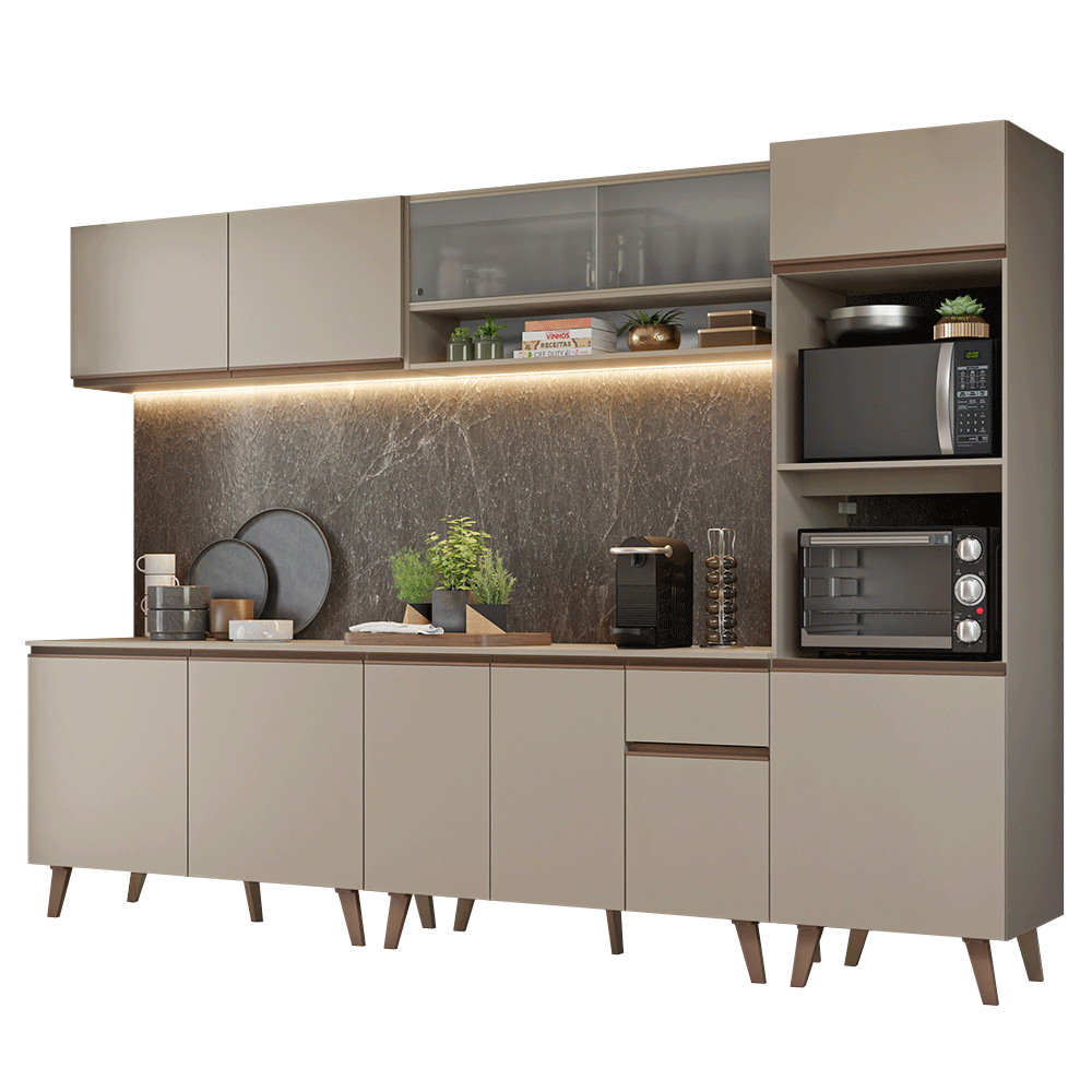 Combo de Cocina 300 cm Con Patas Nice Crema 02