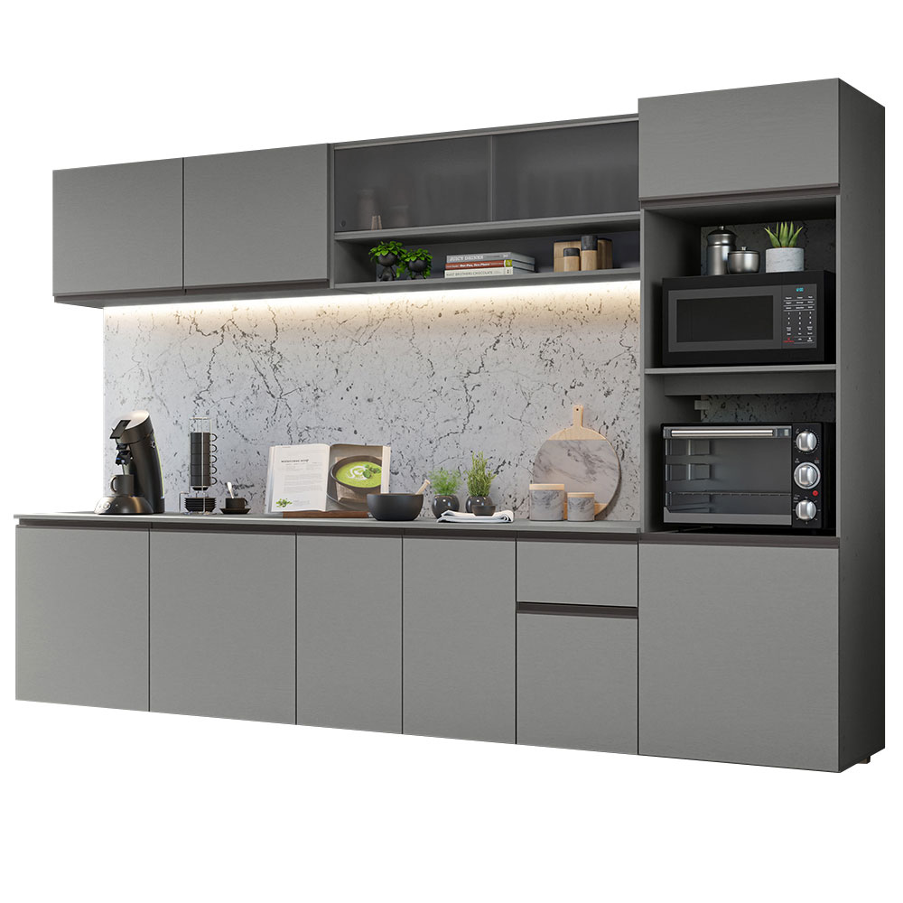 Combo Completo de Cocina Flotante 300 cm Gris Nice Madesa 04