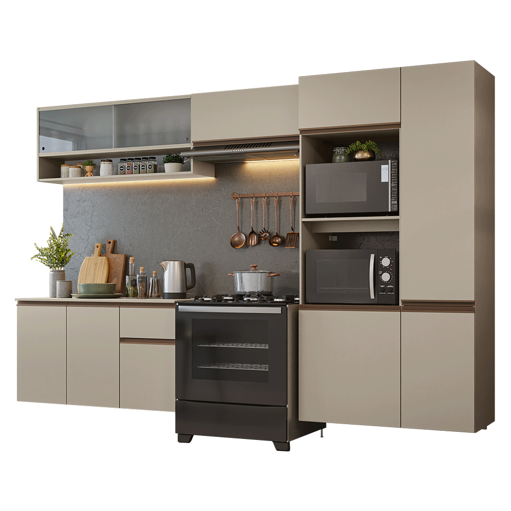 Combo de Cocina 300 cm Sin Patas Nice Crema 06