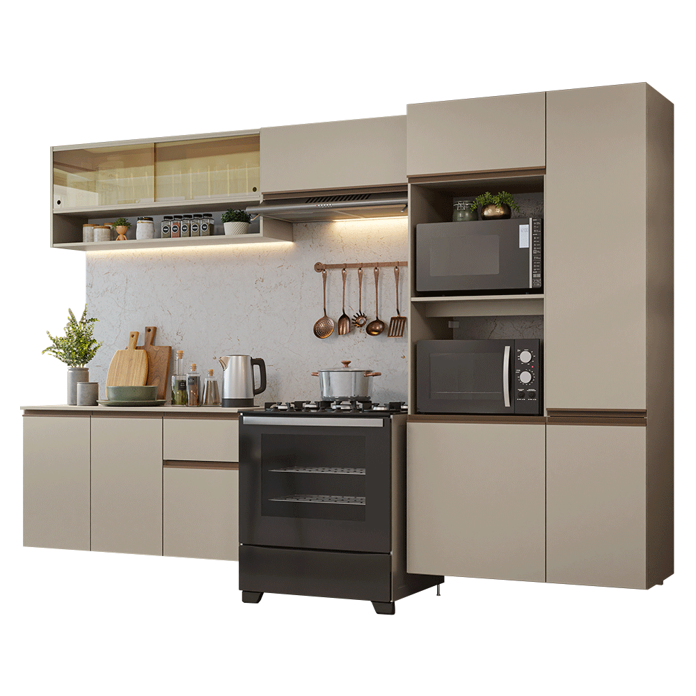 Combo de Cocina 300 cm Sin Patas Nice Crema 07