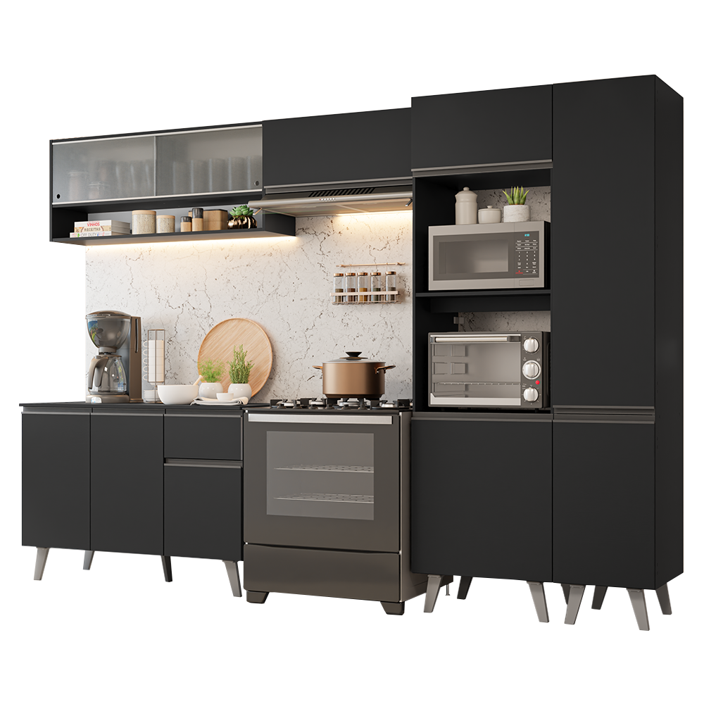 Combo Completo de Cocina 300 cm Negro Nice Madesa 08