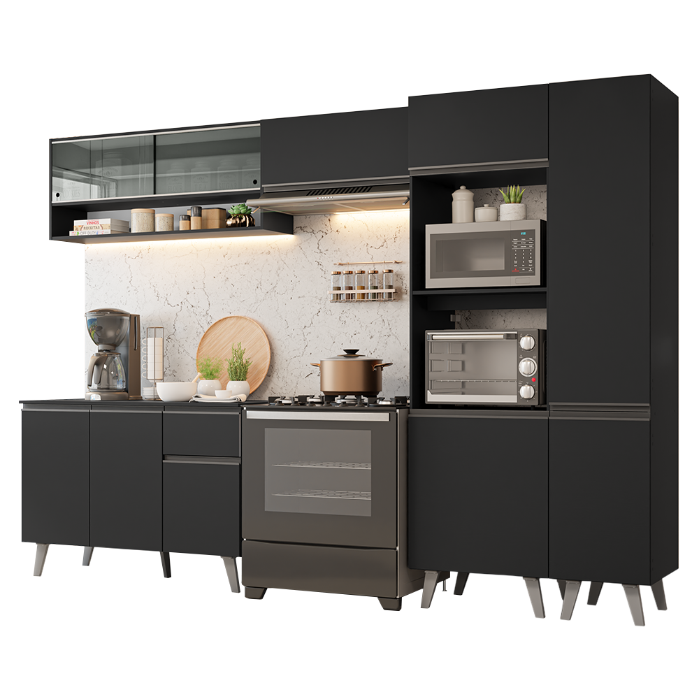 Combo Completo de Cocina 300 cm Negro Nice Madesa 09