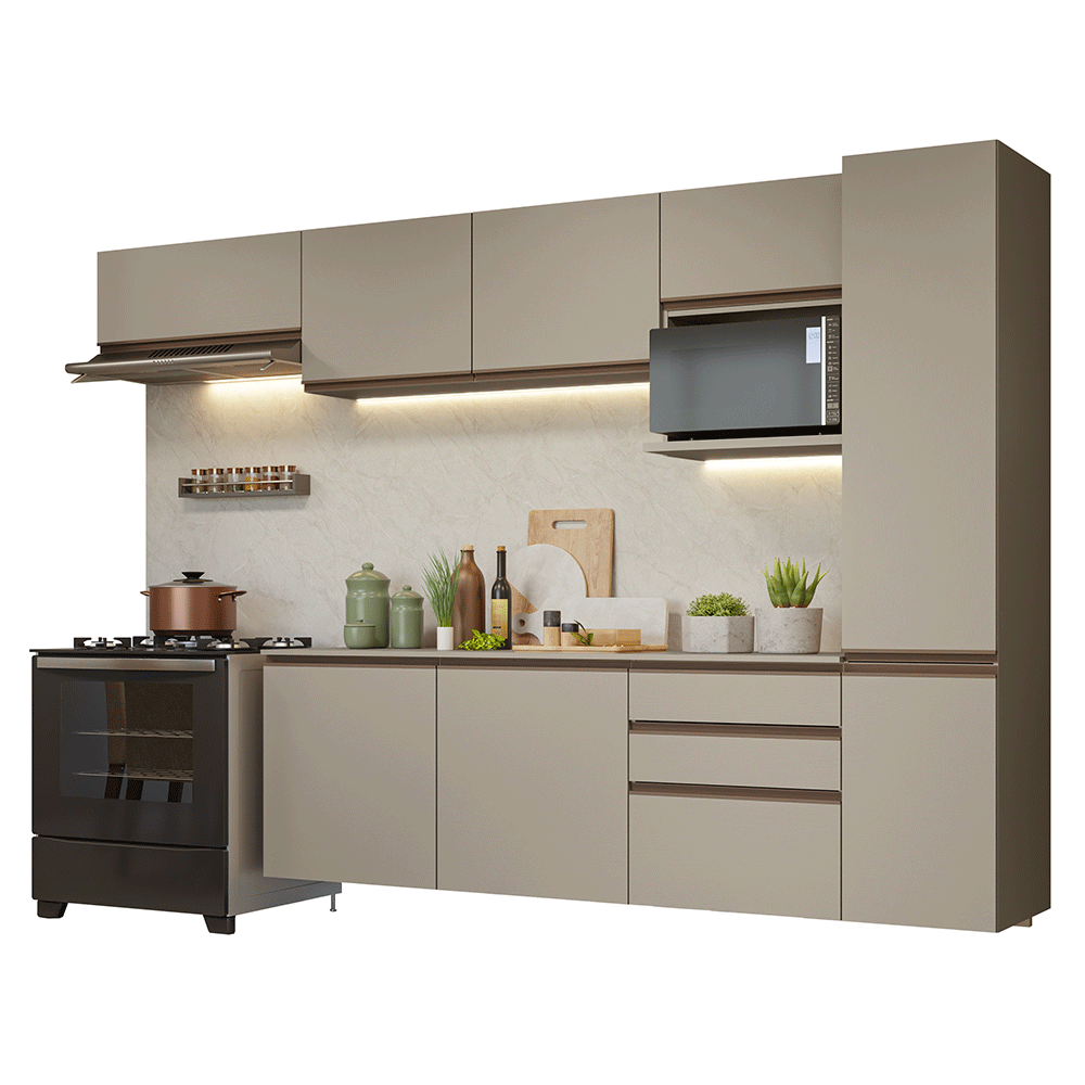 Combo completo de Cocina 300 cm, Flotante, Crema Nice 10