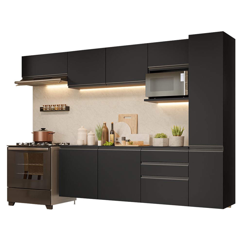 Combo Completo de Cocina 300 cm Flotante Negro Nice Madesa 10