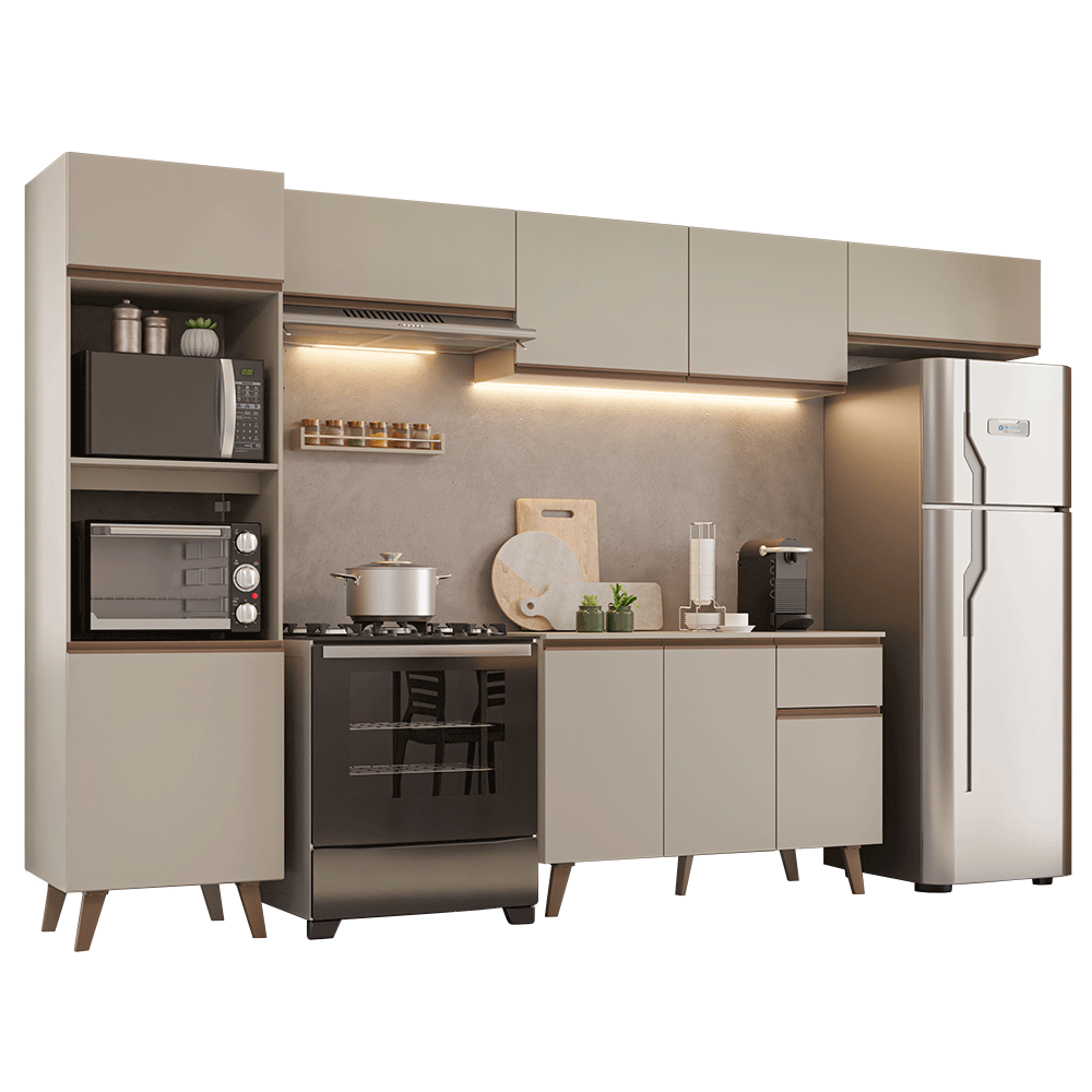 Combo de Cocina 340 cm Con Patas Nice Crema 01
