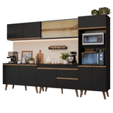 Mueble de Cocina Completa Pieta 310 cm 11 Puertas 1 Cajón (Con Mesada) Negro 01 Madesa