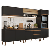 Mueble de Cocina Completa Pieta 310 cm 11 Puertas 1 Cajón (Con Mesada) Negro 02 Madesa